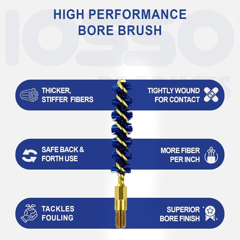 Iosso Premium Bore Brush – Blue Synthetic Fiber – Durable, Long-Lasting Tool for Gun Maintenance – Made in USA Bore Cleaning Brush (.44/.45 Pistol BORE Brush) - Image 3